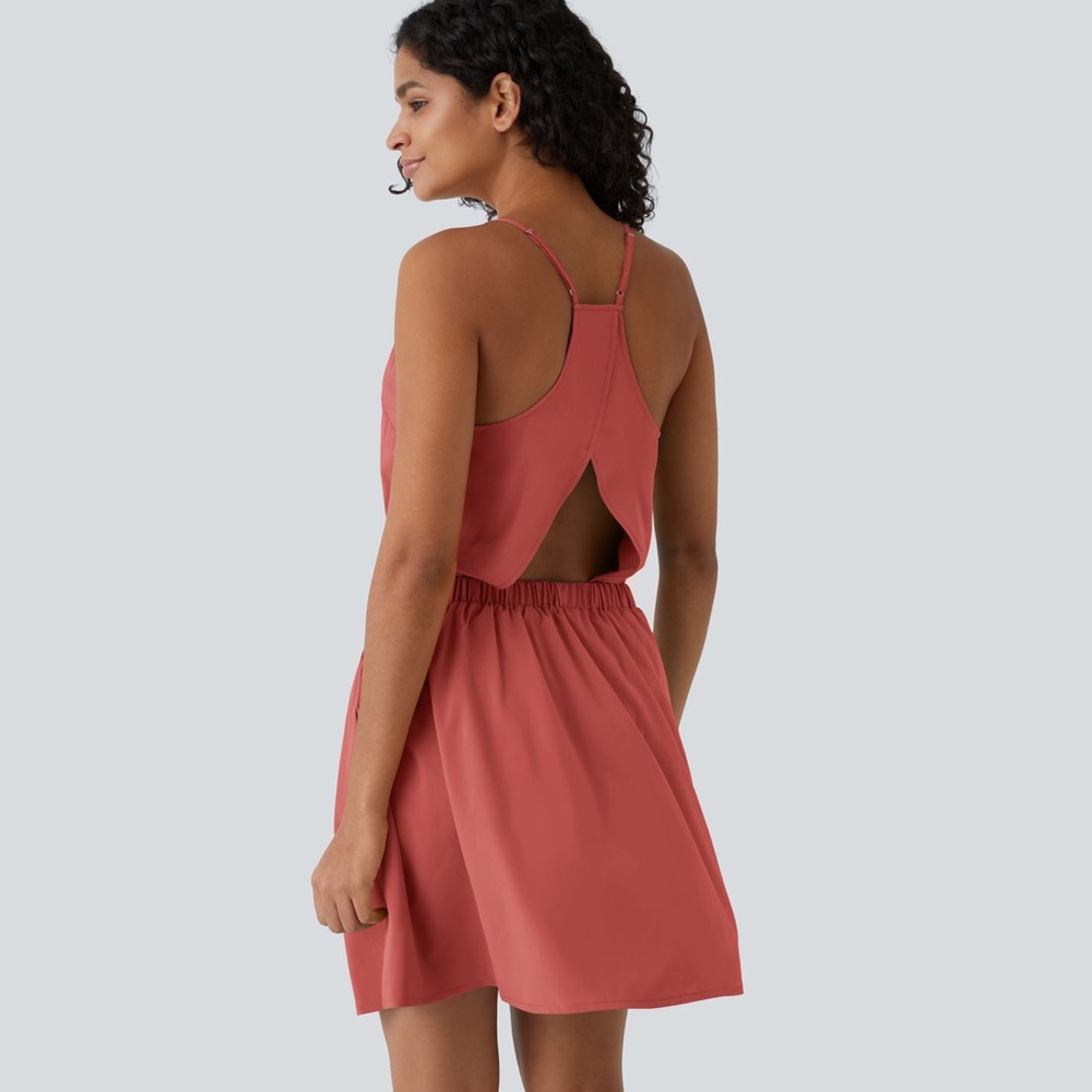 HALARA Breezeful Cut Out Mini Quick Dry Casual Dress-Deep Crimson Size M New NWT